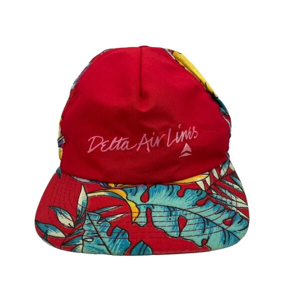 Vintage Delta Air Lines Hat Cap Hawaiian Style Snapback Made In USA